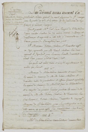 Expédition, signée du notaire Grimperel, du contrat d'association entre Paul Simon Prosper de Blanchardon et MM. Delavie, Chaudrue et Dumoutier