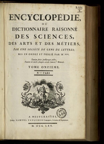 L'Encyclopédie. Volume 11. Texte : N-PARI