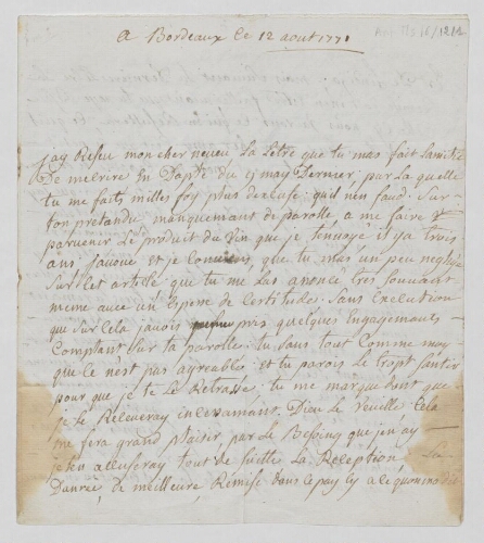 Lettres adressées à F.-A. Dubreuil de Fonréaux